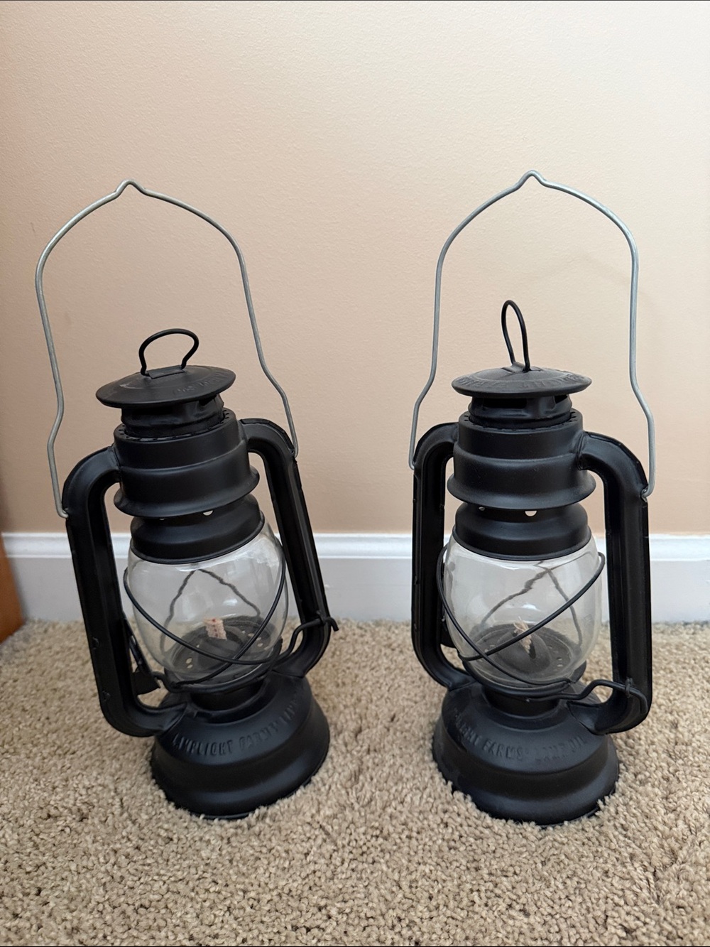 Black Vintage-Style Hurricane Lantern Pair - Home Accents